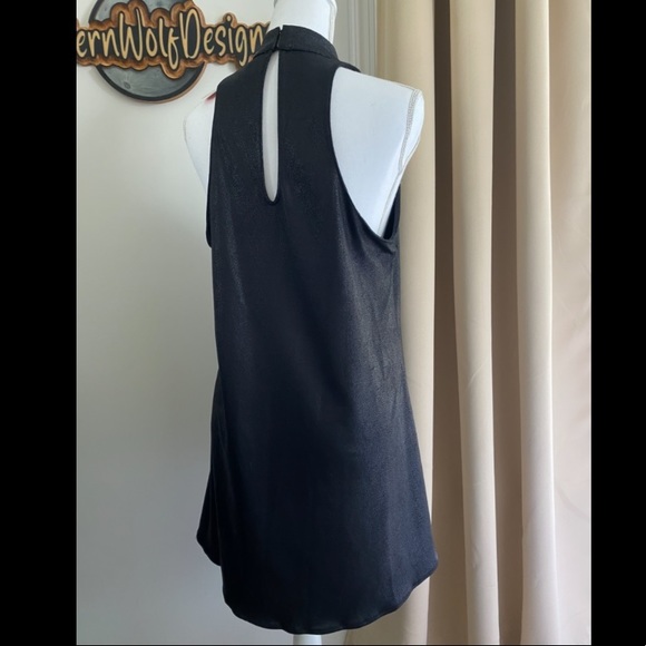 Olivaceous - Faux Leather Keyhole Collar Dress - M - Picture 5 of 6